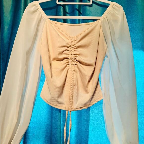 Cream Ruched Women's Top - Picture 1 of 6